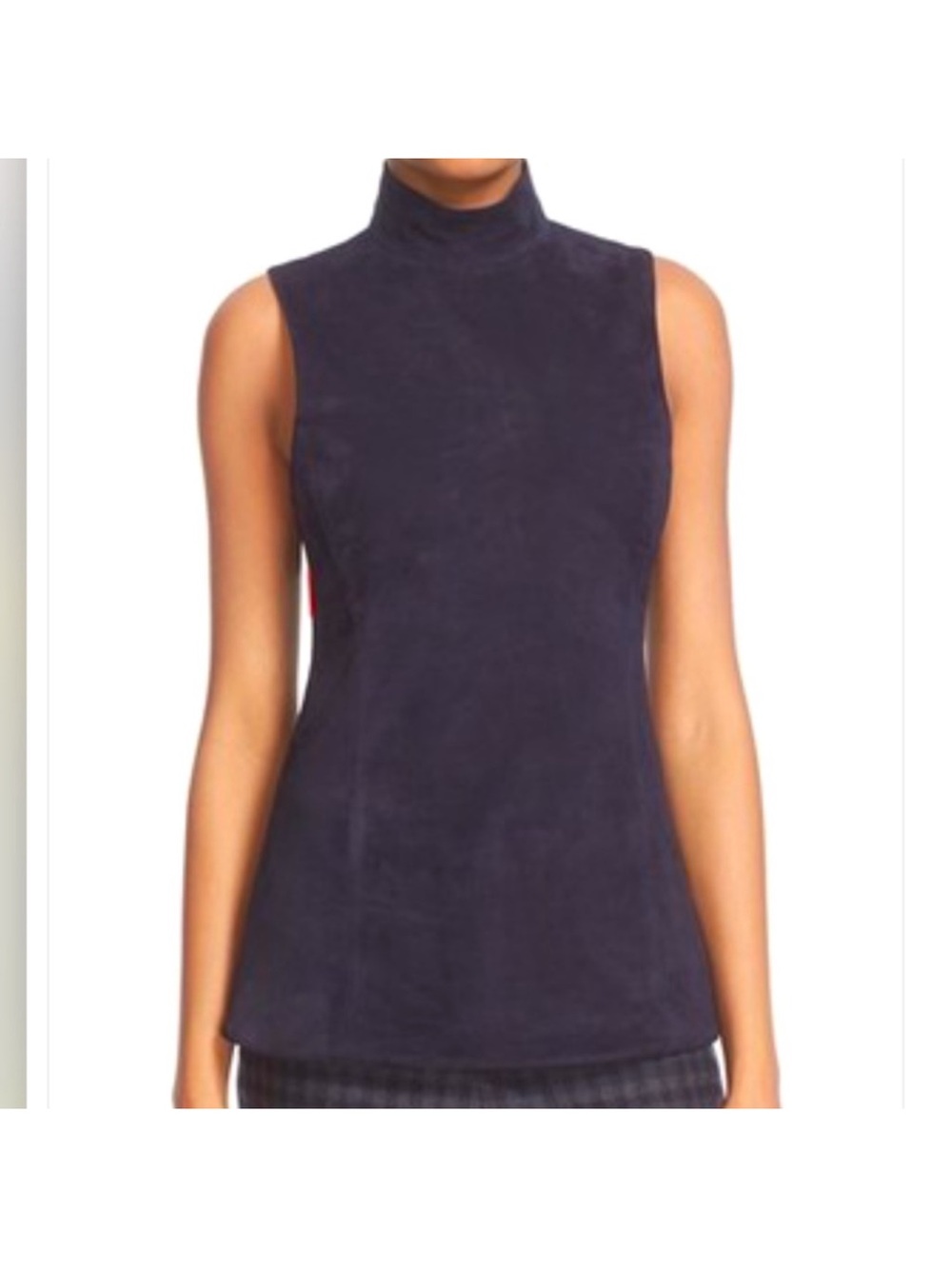 Theory Eulia Tilde Lamb Suede Top Deep Navy Women’s Luxury Leather Blouse size S